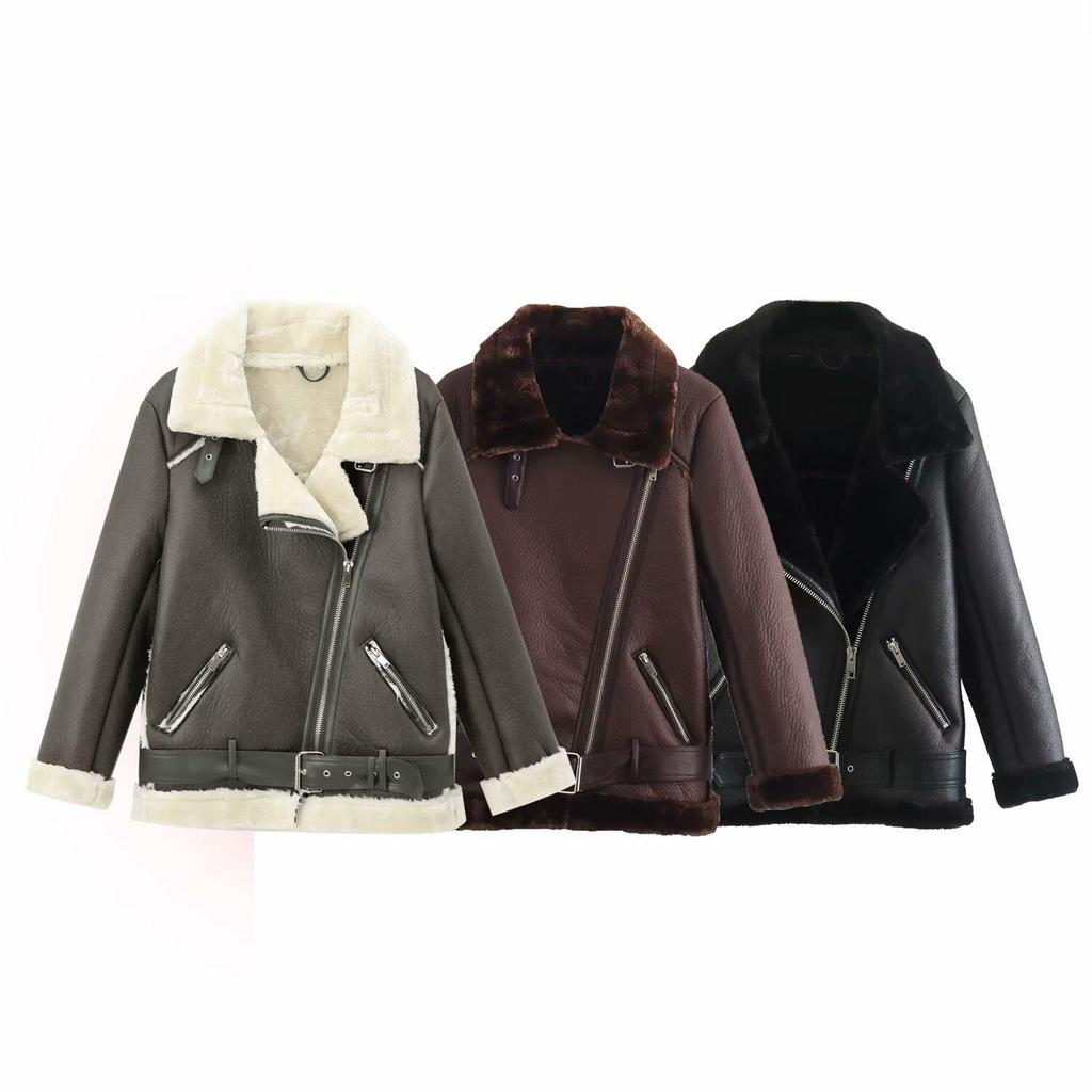 Женская двусторонняя дубленка в европейском и американском стиле, черная, осень 2024, стиль 2969241