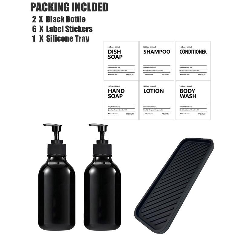 500 мл глянцевый черный дозатор мыла для настенного крепления бутылки мыла для душа с этикетками дозаторы для геля для душа для ванной комнаты кухонной раковины