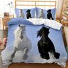 Horse Bedding Set Queen Size,Pony Decorative 2/3pcs Bedding Set Horse Freedom Runs Gallop Farm Print Soft Polyester Duvet Cover
