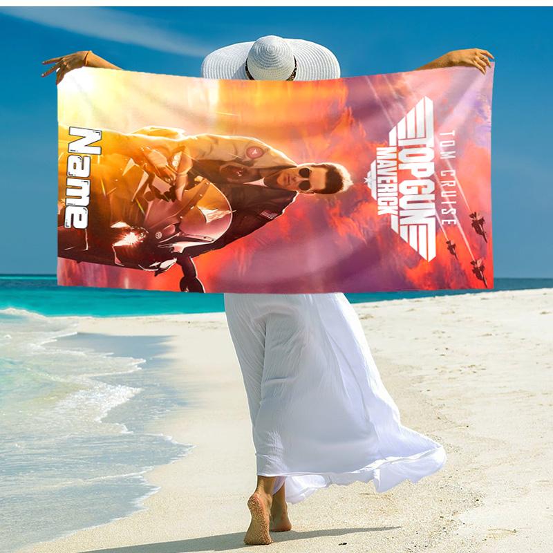 Personalized customized proof beach towel with Top Gun Maverick pattern - soft, absorbent,quick-drying,perfect swimming,camping&bathing