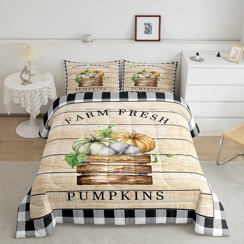 Осенняя тыква Кантри Фермерский дом Кленовый лист Подсолнух Комплект лоскутного одеяла День благодарения Индейка Мальчик Девочка Украшение комнаты для взрослых