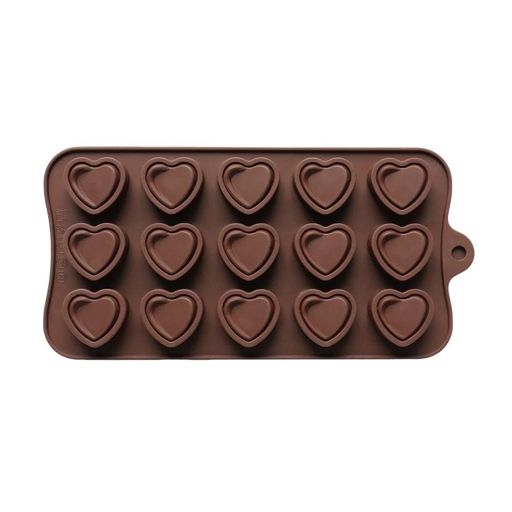 Bite Size Silicone Chocolate Molds 15 Holes Non-Stick Candy Molds Chocolate Heart Molds for Baker