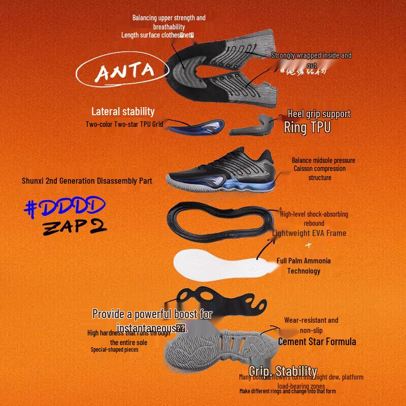 Anta Instep Men's Low-Top Basketball Shoes