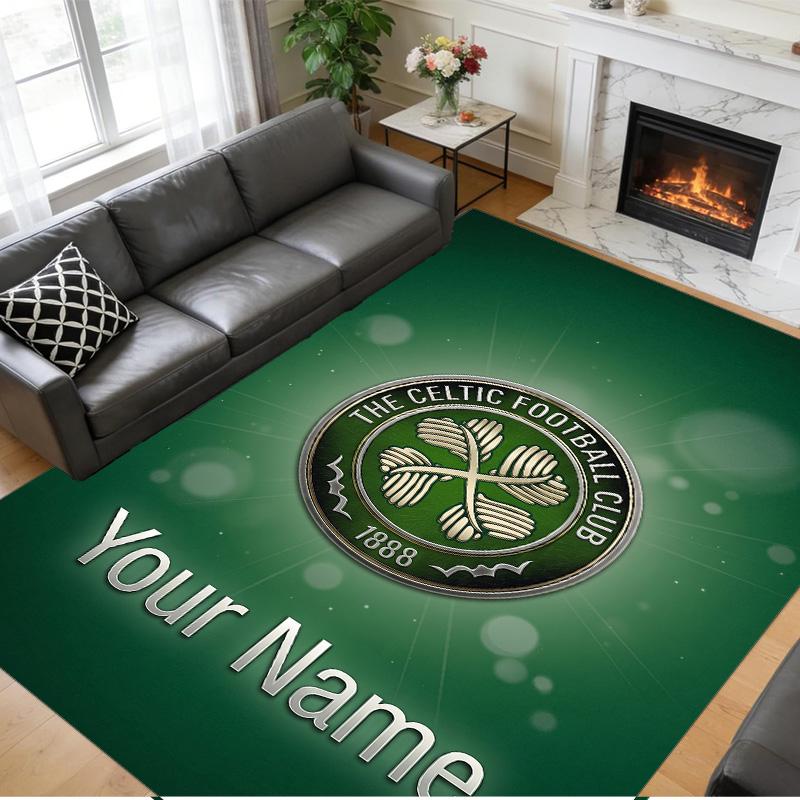 Crystal Velvet Rug Custom Name Text, Soft Non Slip Floor Mat Home DecorCeltic FC