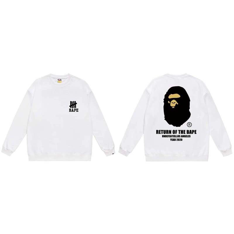 BAPE-Style Heavyweight Cotton Crewneck Sweatshirt Mens Oversized Streetwear Pullover Fall