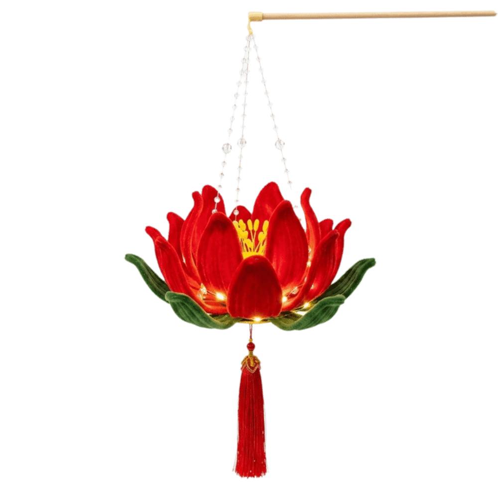 3D Twisted Stick Lotus Flower Lantern Luminous Handheld Lantern Traditional Decor