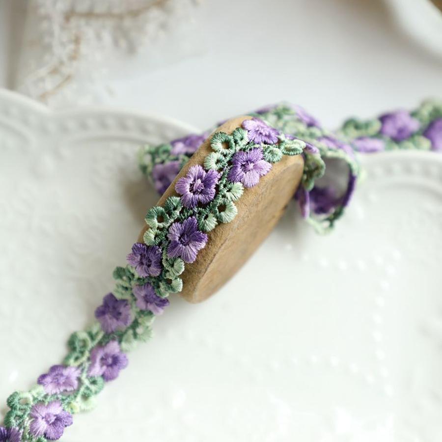 1Yard Pink Trim Crafts Flowers Embroidered Lace For Party Dress Decoration Collars Sewing