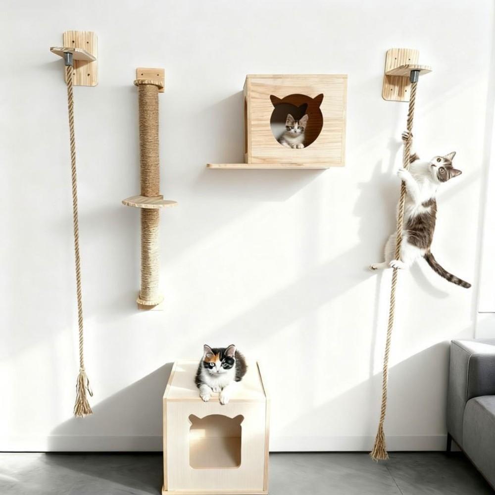 Bite Resistant Cat Scratch Rope Screw Fixation Sisal Rope Cat Climber Cat Climbing Shelf  Play
