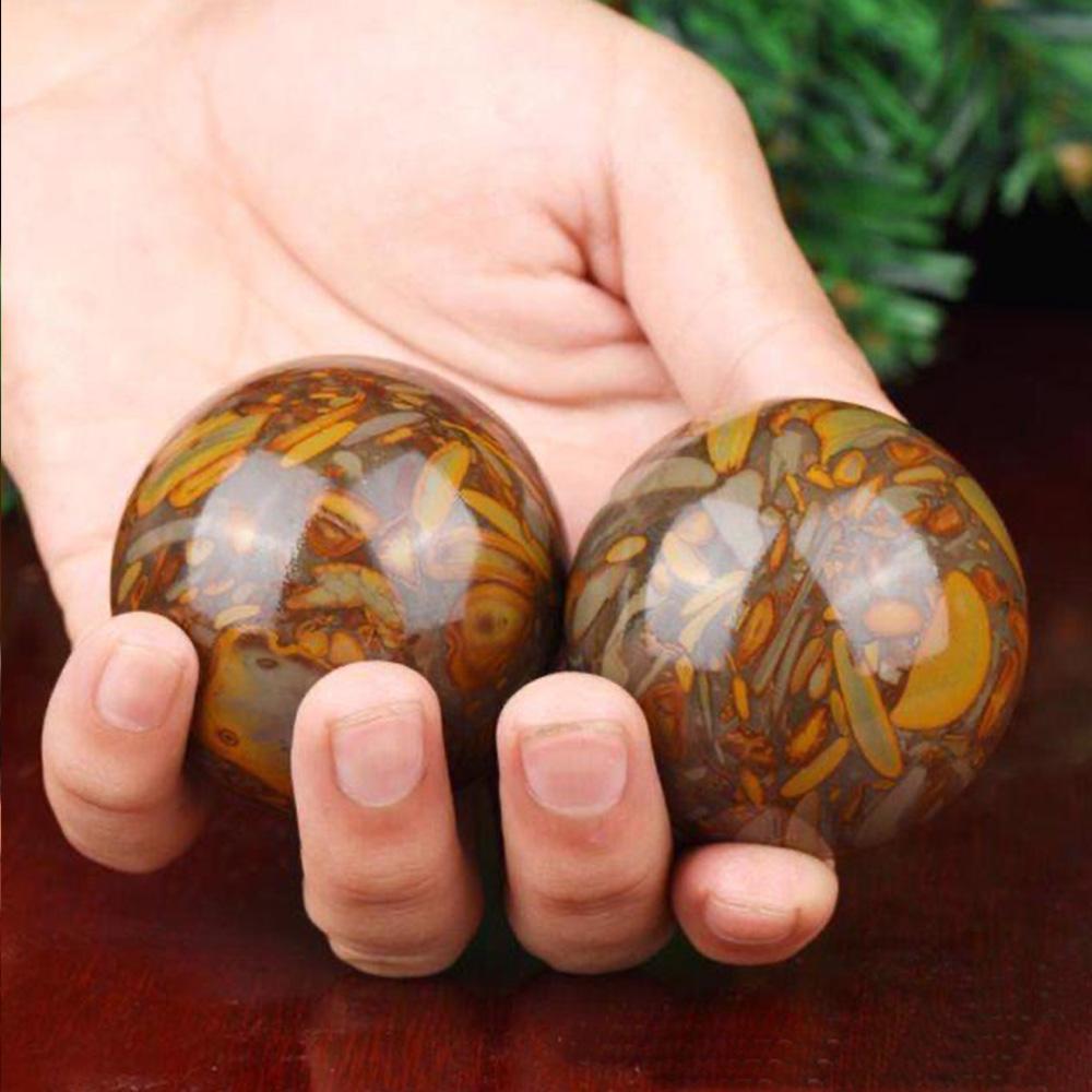 50mm Natural Polished Nuwa Stone Crystal Ball Specimen Healing Health Exercise Stress Handball 1Pairs
