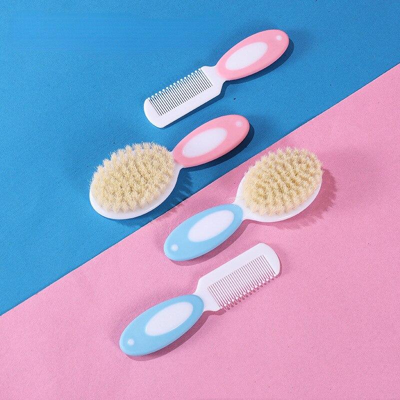 2 Pcs/Set Baby Hairbrush Comb Portable Newborn Infant Toddlers Soft Hair Brush Head Massager Set Baby Kids Hair Care Supplies