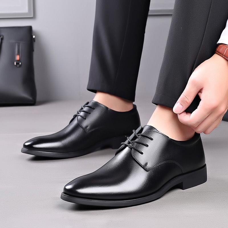 British men's shoes men's black groom business dress soft-soled suit summer casual leather shoes men's wedding shoes