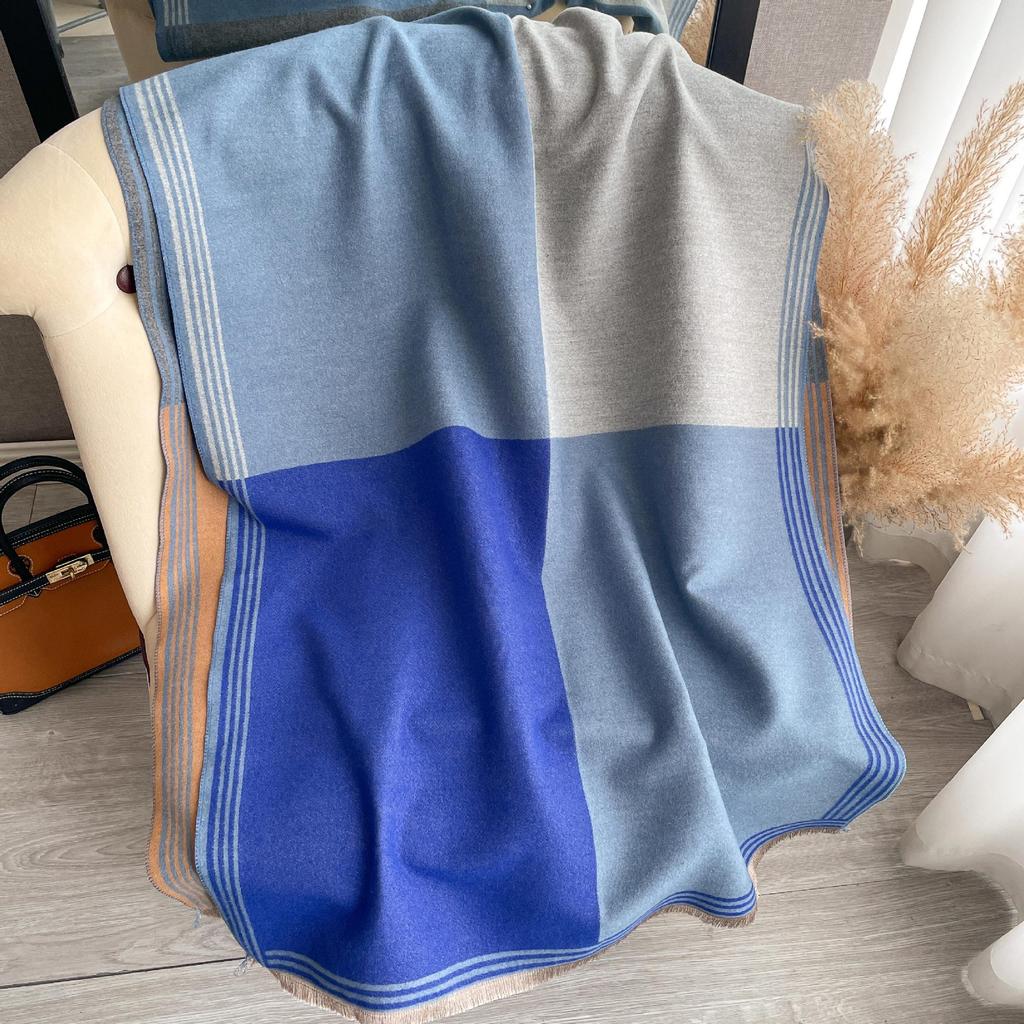 Color Matching Fashion Imitation Cashmere Scarf Women's Shawl Scarf Thickened To Keep Out The Cold Shawl