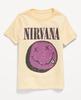 Новая футболка Nirvana 'Smiley Face' для малышей, размер 2T, желтый хлопок, гранж, Сиэтл