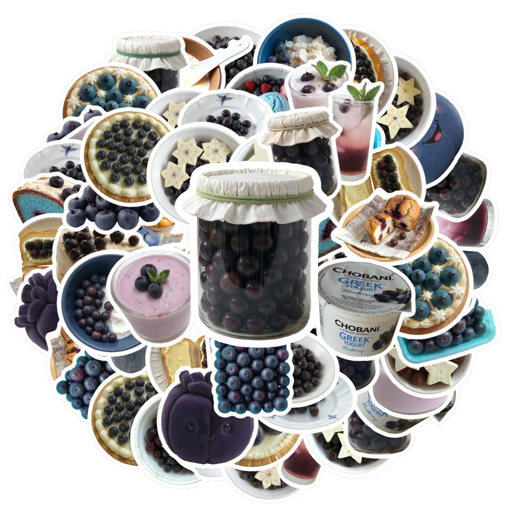 35pcs-50pcs Realistic Blueberry Stickers Gourmet Sweets Stationery Stickers Stickers For Laptop Motorcycle Luggage Phone