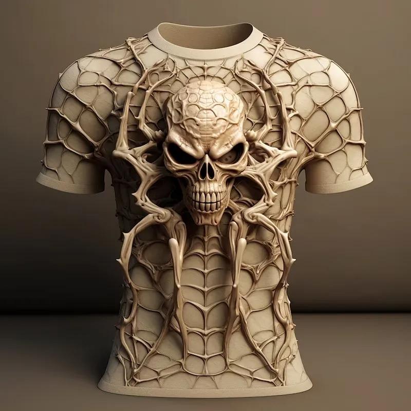 Новые летние футболки с 3D-принтом и рисунком ужасного черепа для мужчин и женщин, футболка в стиле панк с коротким рукавом, свободная футболка Harajuku, детская одежда