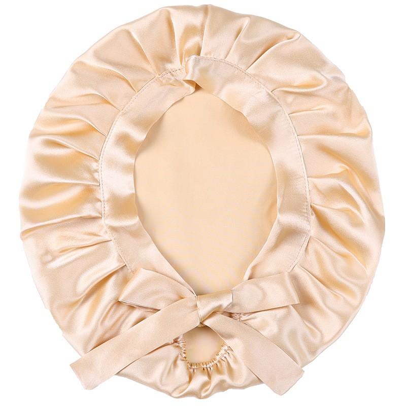 Factory Direct 100% Mulberry Silk Nightcap Adjustable Hair Care Hair Cap Woven Plain Style Pure Silk Bonnet for Sleep