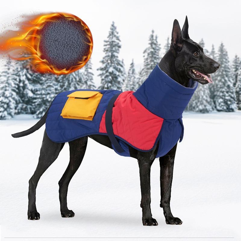Winter Thick Fleece Lined Dog Coat Warm Thermal Pet Cotton Jacket For Medium Large Dogs Doberman Outfit
