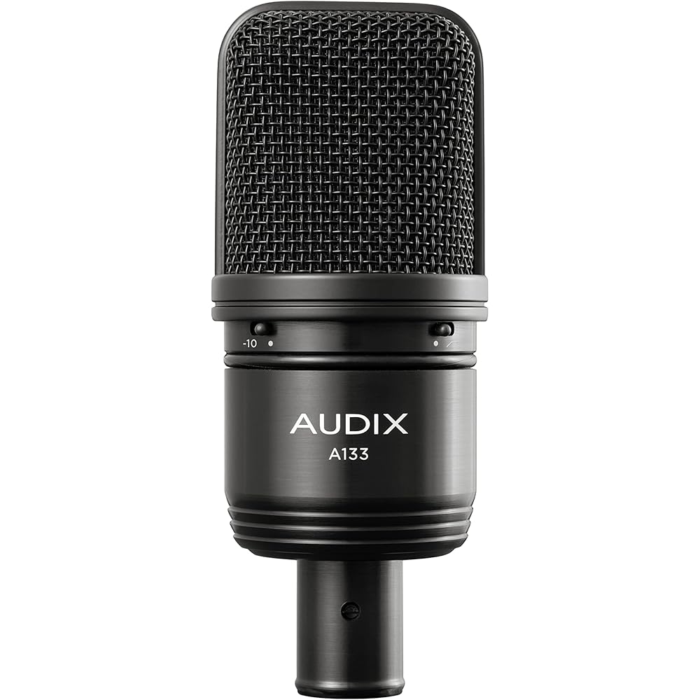 AUDIX A133 Large Diaphragm Condenser Microphone for Instrument Recording, Guitar Amplifiers, Drum Overheads, and Video Streaming in Studios, with Pads
