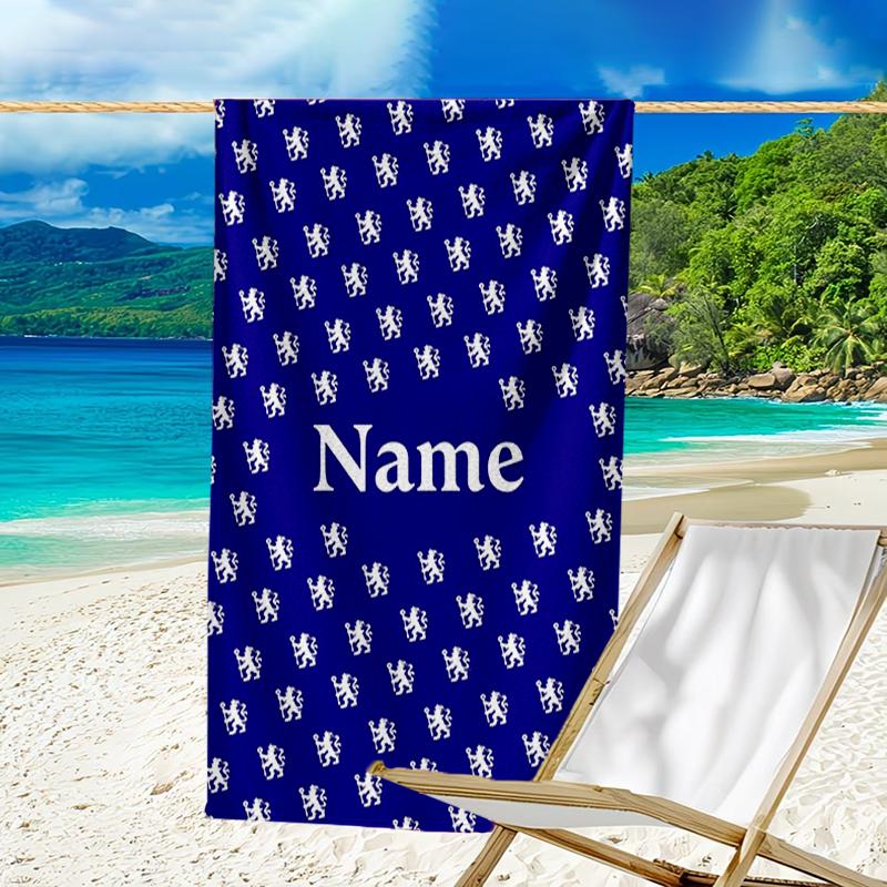Custom Name Ultrasoft Beach Towel With Chelsea Football Club Themeideal For Pool Camping Diving Perfect Travel Essential Vibrant Beach Towel