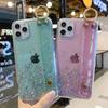 Блестящие Звездные Пайетки Ремешок на Запястье Подставка Чехол Для iPhone 16 15 14 13 12 11 Pro Max Plus Mini XS XR X 87 Прозрачный Силиконовый Чехол