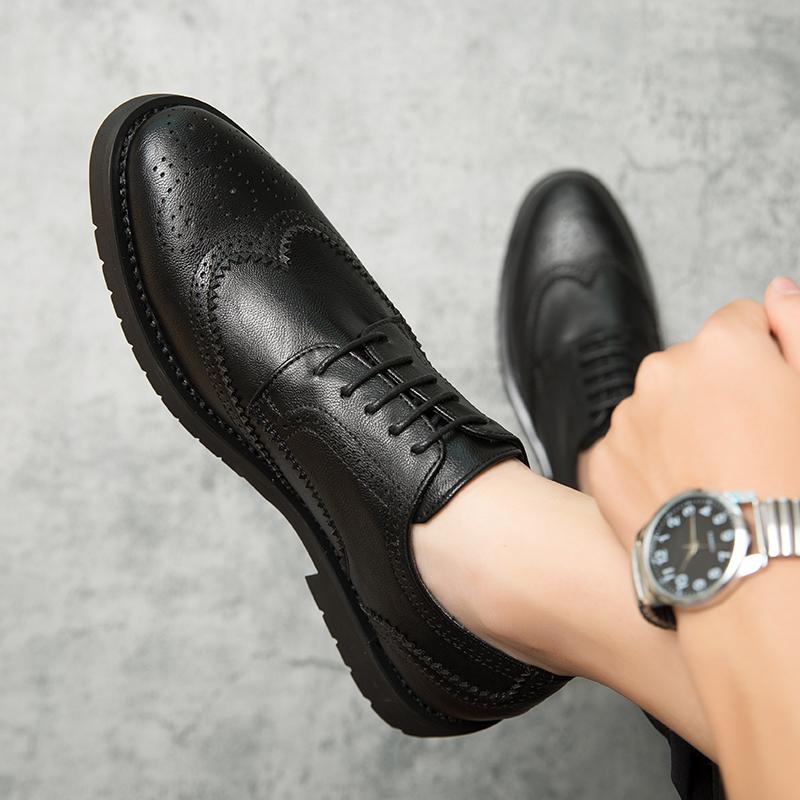 Кожаные туфли для мужчин, деловые, офисные, рабочие, броги, высококачественные, удобные, формальные, свадебные туфли, на шнуровке, черные мужские туфли