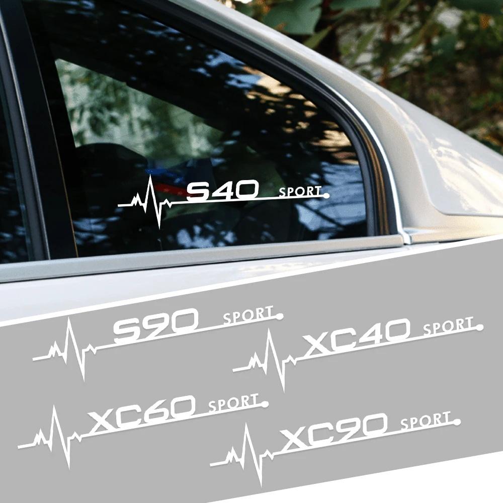 2Pcs Volvo Car Window Body Stickers, Heartbeat Sport Logo Decor Decals for XC40 XC60 XC90 S60 S90 V50 Auto Exterior Accessories