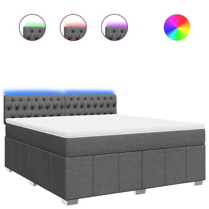 Maison Exclusive - Sommier à lattes de lit avec matelas Gris foncé 180x200cm Tissu