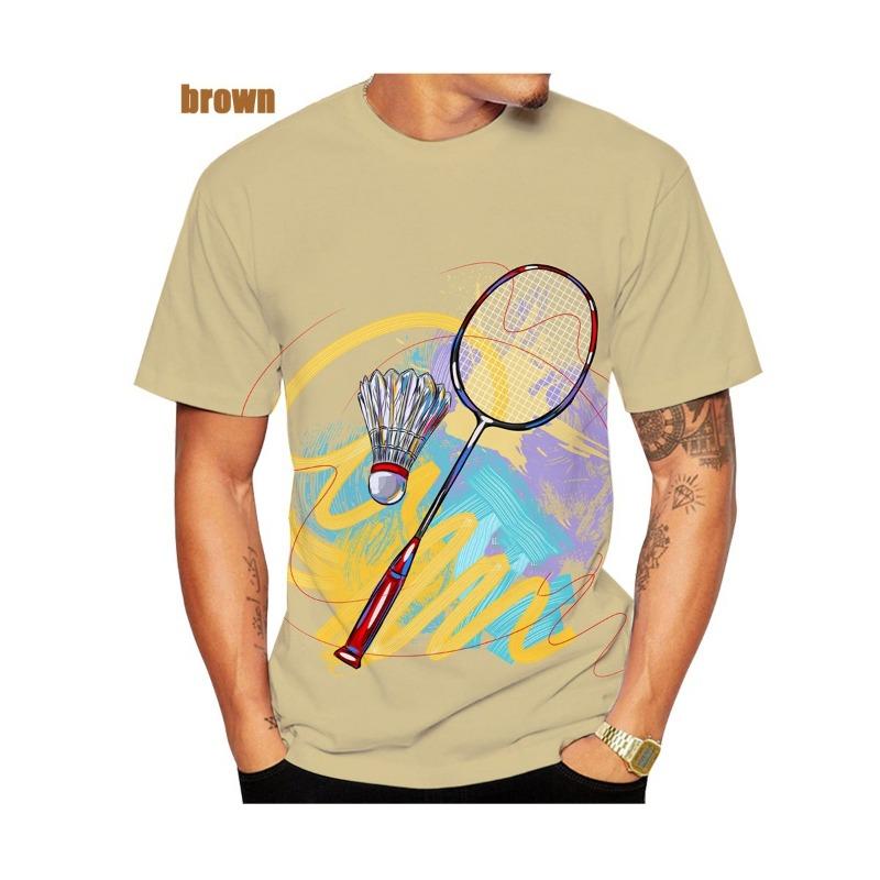 Мужская повседневная футболка с коротким рукавом с принтом «Бадминтон» на 3D-принте Мужская футболка