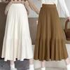 High Waisted Knitted Midi Skirt for Women Autumn and Winter New Korean Version Casual A-line Skirt