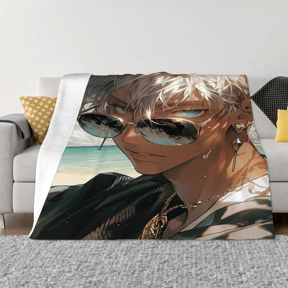 Jujutsu Kaisen-Gojo Satoru Bed Throw Blanket for Sofa Luxury Bedding Fluffy Plaid Custom Blankets King Size Home Interior Knee &