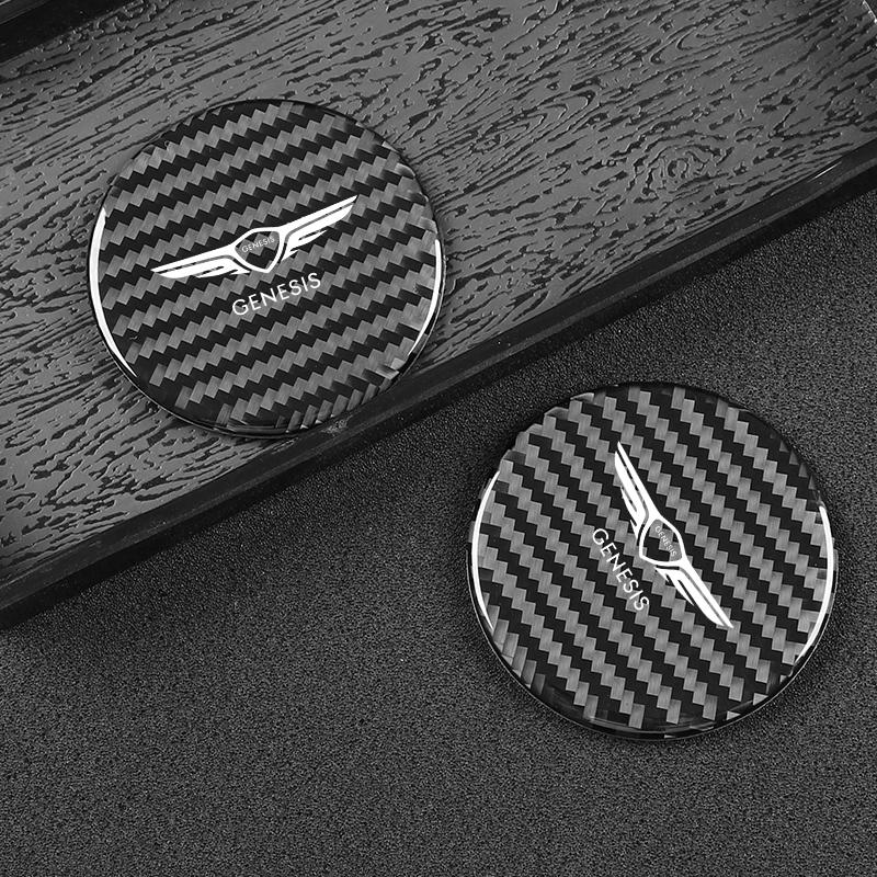 2 шт. автомобильные подставки из углеродного волокна с рисунком, нескользящий коврик для чашки воды, противогрязный коврик для Hyundai Genesis g90 g70 g80 gv70 gv80