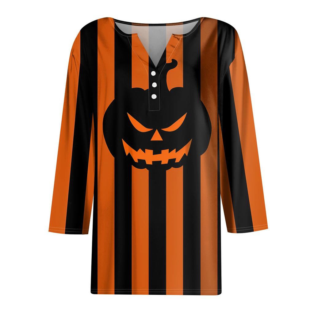 Women's T Shirt Tee Print Button 3/4 Sleeve Daily Weekend Fashion Basic V Neck Regular Top