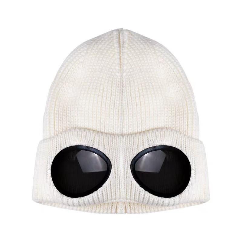 Унисекс Шерстяная Вязаная Шапка с Очками, На подкладке из бархата для тепла и ветрозащиты при катании на лыжах