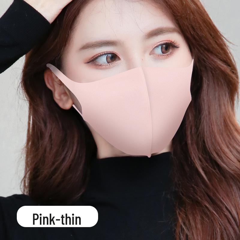 3D черная маска из ледяного шелка: Женский дышащий, пыленепроницаемый, моющийся, солнцезащитный с нанесенным логотипом - Подходит для всех сезонов.