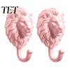 Modern Wardrobe Storage Hook 2Pcs Lion-Head Wall Hooks, 3D Printed Animal Shaped Hanger, Self?Adhesive No Damage Key Holder Coat Towel Hook,