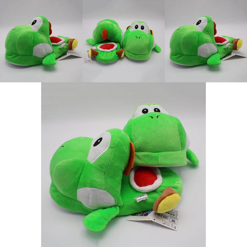Cozy And Comfortable Nintendo Super Mario Brothers Yoshi Plush Slippers For Adults