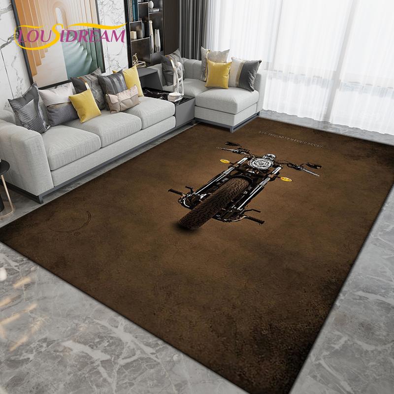 Ретро винтажный мотоциклетный коврик, большой ковер, ковер для гостиной, спальни, дивана, кухонный коврик для ванной комнаты, нескользящий напольный коврик в подарок