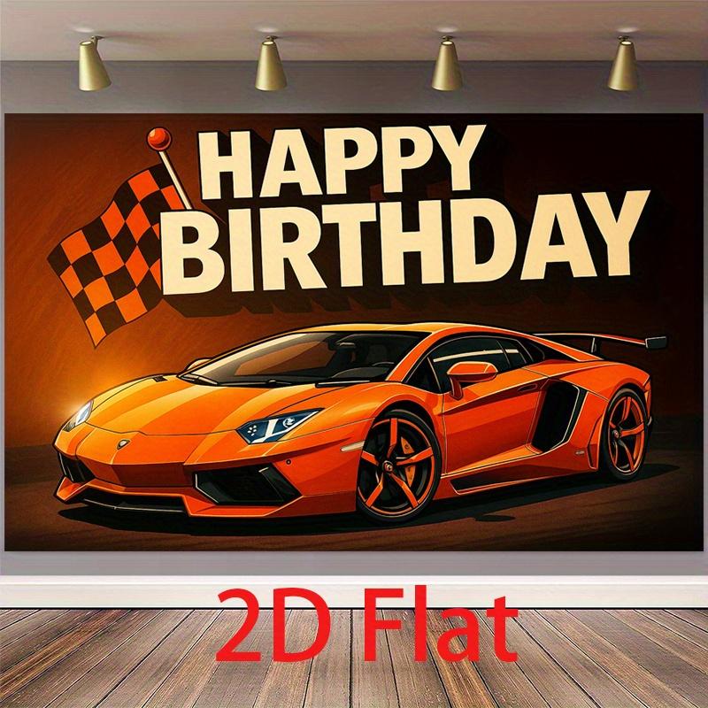 2D Plane - 2D Plane - 1 piece pack. 2D Plane party banner, featuring an orange sports car.XY