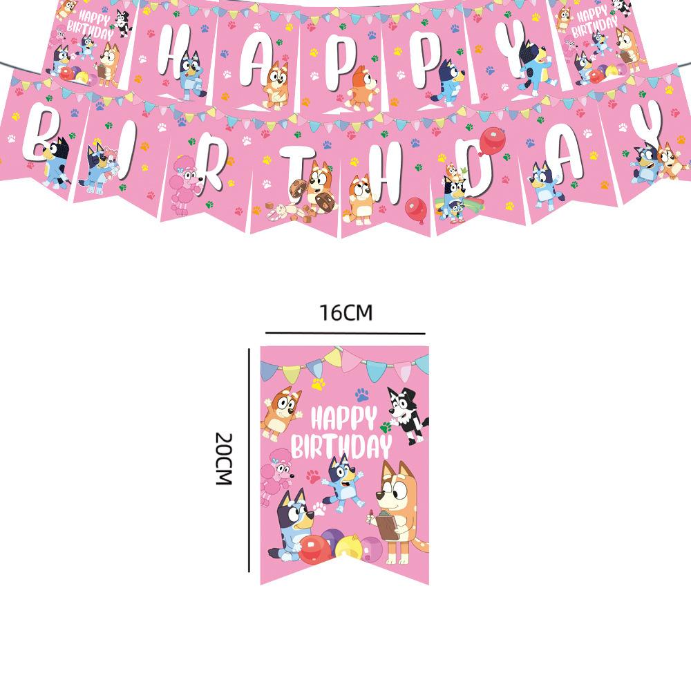 Pink Bluey Birthday Party Decoration Bingo Puppy Tableware Set Cup Plate Straws Balloons For Kids Favor Gifts Photo Booth Props