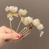 Новая китайская шпилька для волос с белым цветком для женщин, ретро элегантная металлическая U-образная заколка, шпилька для волос Ханфу, аксессуары для волос