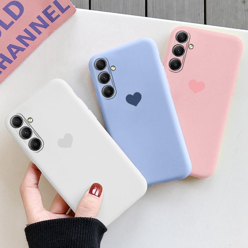Heart Patterned Soft Silicone Case For Samsung A55 M35 S24 Xiaomi Redmi Note 13 Pro 13C iPhone Huawei Honor Realme Camera Protective Shockproof Cover