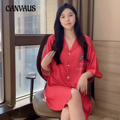 Ночная рубашка женское платье летнее тонкое шелковое платье рубашка пижама с короткими рукавами свободная рубашка домашняя одежда