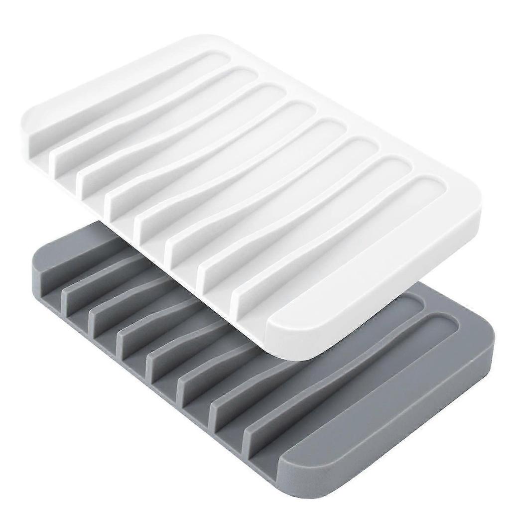 2 PCS Soap Dish, Silicone Soap Dish, Shower, with Drain, Soap Dish, Soap Dish Box for Shower Bathroom Kitchen, Soap Drainer, Easy Cleaning