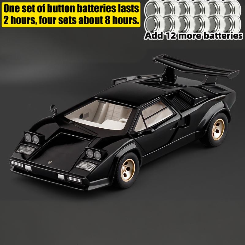 1:24 Lamborghini Countach LP500S Sideswipe Supercar Toy Car Model Sound And Light Children's Toy Collectibles Birthday Gift Toy
