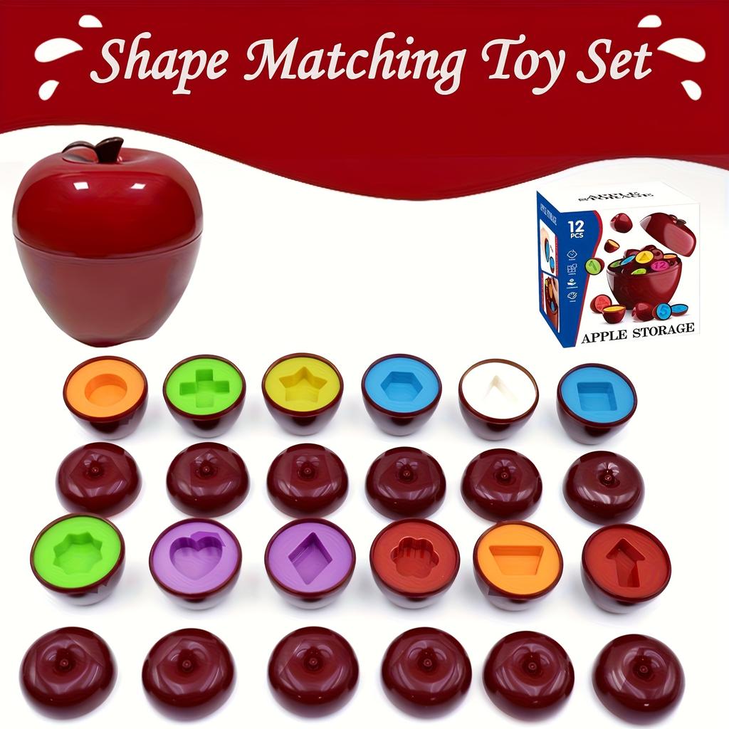 Apple Digital Matching Toy Set of 12 Pieces, Children's Early Education and Enlightenment Toys, Cultivating Fine Motor Skills