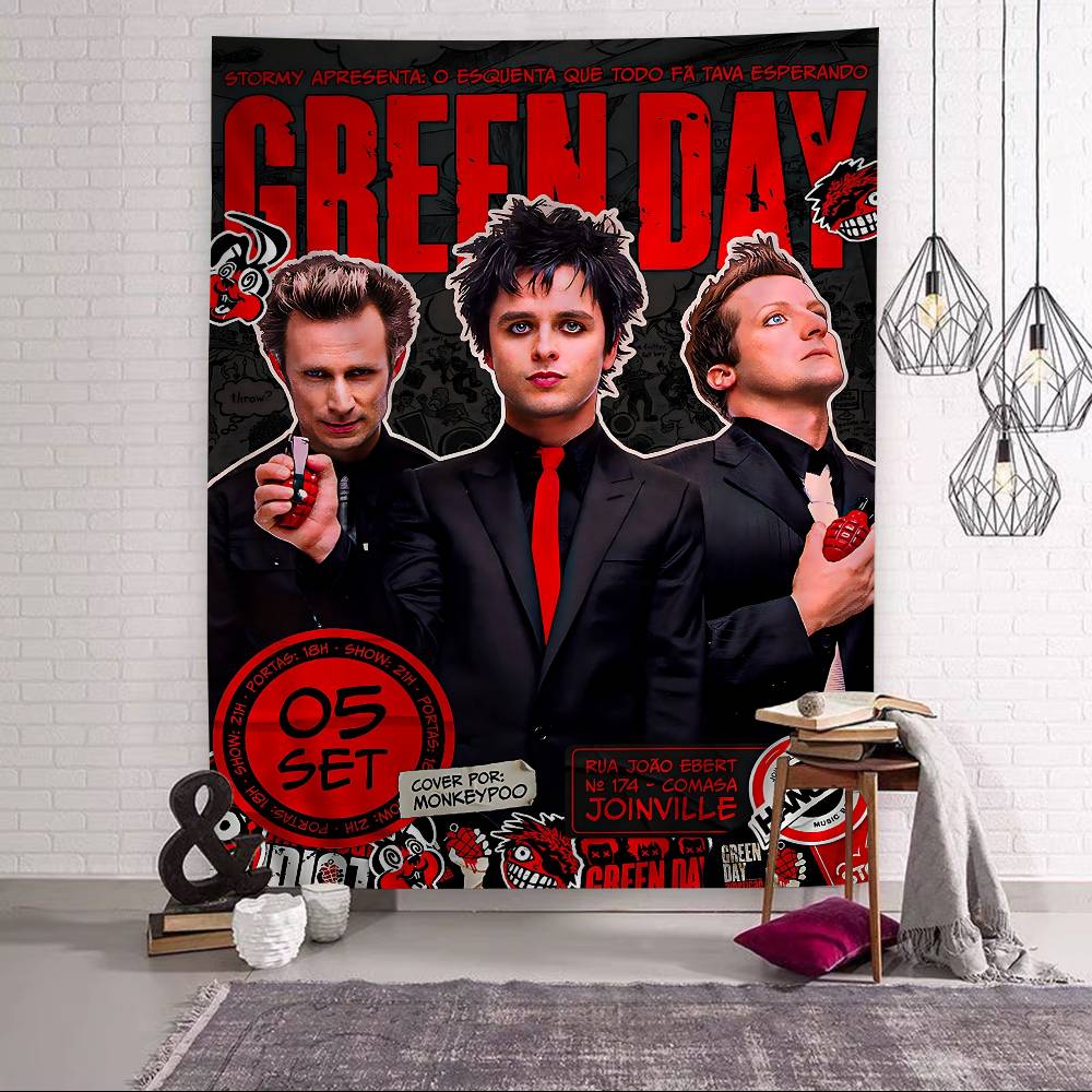 Стена с принтом рок-группы GGreen Day, Большой настенный гобелен, Арт, Научная фантастика, Комната, Домашний декор, Декор, Покрывало