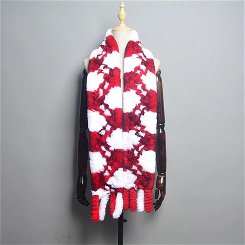 Новый женский шарф из шерсти кролика рекс, длинный шарф из натурального меха, зимний теплый уличный модный шарф из натурального меха