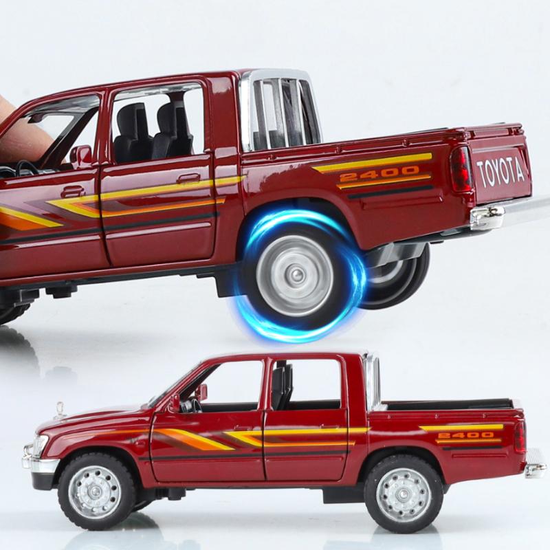1/32 Toyota Hilux Внедорожный пикап Сплав Металл Литой Модель Транспортного средства Миниатюра Звук и Свет Коллекция Подарок Детская Игрушка