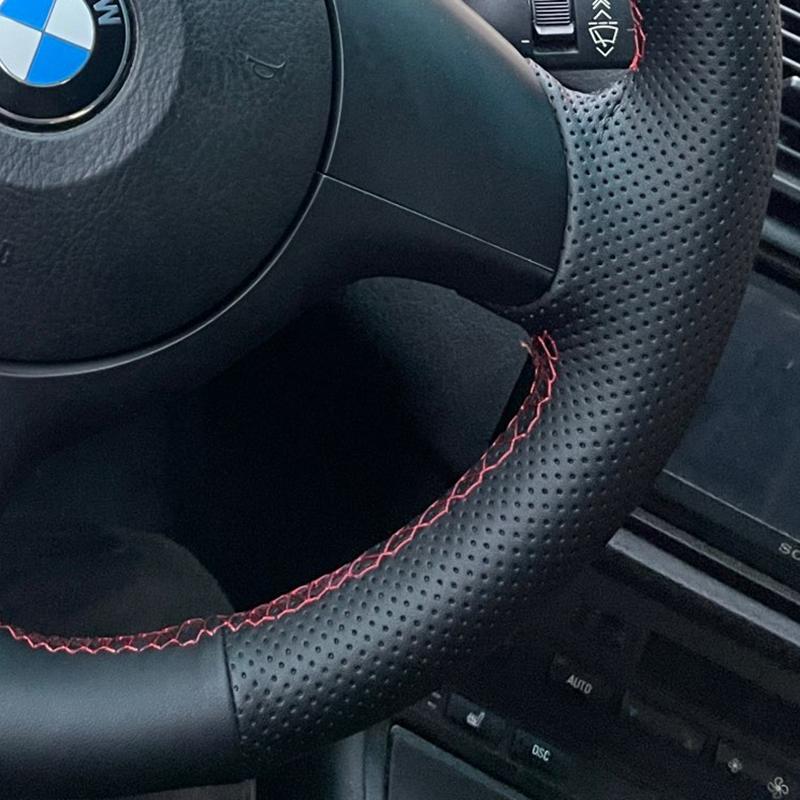 Ручное шитье, индивидуальный противоскользящий чехол из искусственной кожи на руль автомобиля, оплетка для BMW 330i 540i 525i 530i 330Ci E46 M3