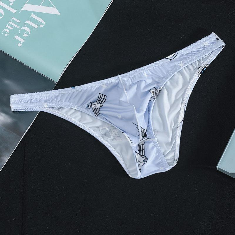 Мужское треугольное нижнее белье, U-образный выпуклый крой, низкая посадка, спортивные, летние, шорты с принтом